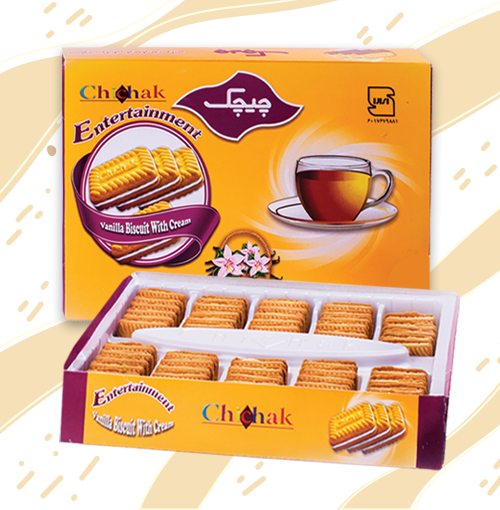 بیسکویت پذیرایی وانیلی کرمدار